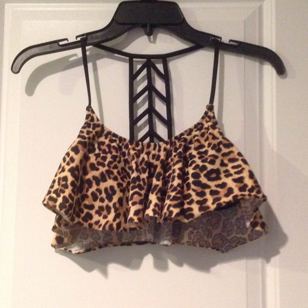 VS Pink Leopard Print Bikini Top